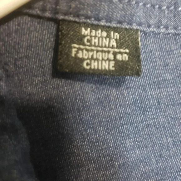 David Buffalo Bitton Blue Denim  Long Sleeve Button Down Shirt Size XL. - Picture 7 of 8